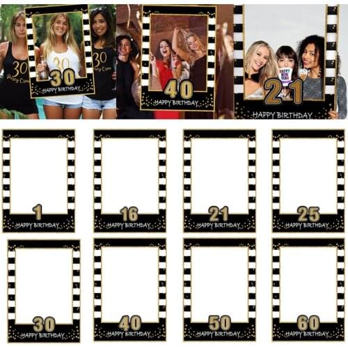 1pc Birthday Photo Booth Frame Happy Birthday Frame Photo Props Kids Adult Birthday Party Decoration Anniversary Supplies