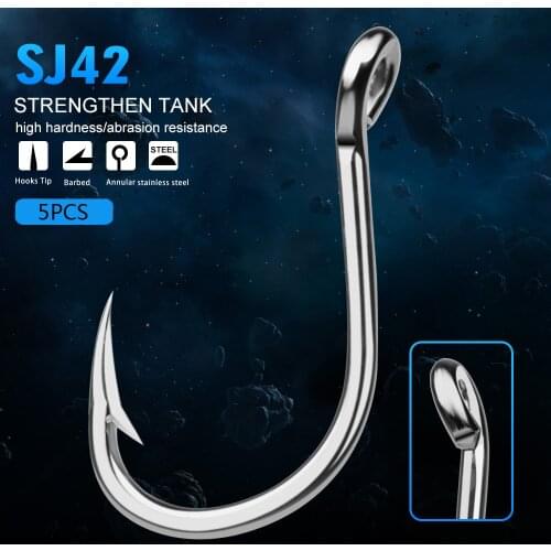 10pcs(1/0# 3/0# 5/0#) - 5pc(7/0# 9/0# 11/0# 13/0#) Jigging Hook Stainless Steel Saltwater Jig Fishing Hook Pesca Anzol Fishhook