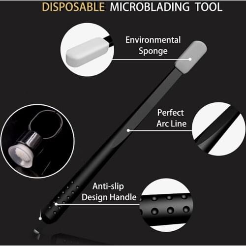 10pcs microblading eyebrow tattoo pen professional disposable microblading tool wtih ring ink cup for permanent makeup