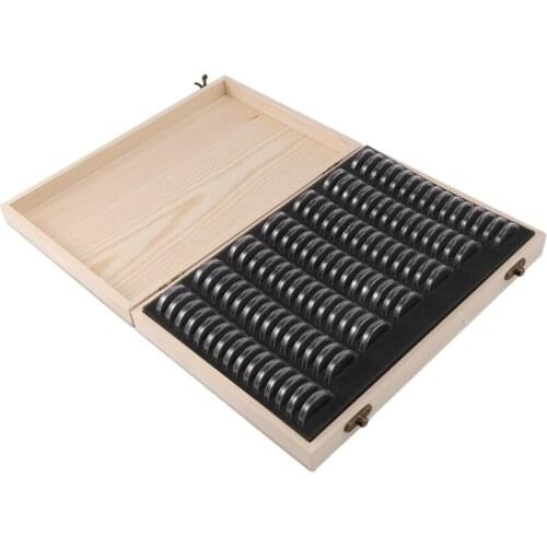100 Coin Storage Boxes Round Coin Storage Wooden Box Commemorative Coin Collection Box