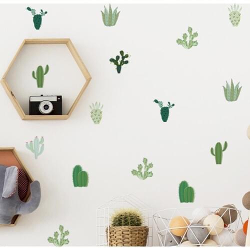 5Pcs 30cmx60cm Tropical Cactus Plant Wall Sticker PVC Self-adhesive Decal Living Room Kids Bedroom Decoration