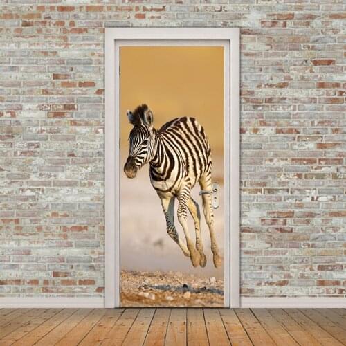 77x200cm Creative Animal zebra Door Stickers Painting Wallpaper Poster Wall Sticker Bedroom Living Room Home Decoration