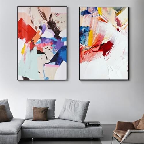 Abstract Warm Color Canvas Painting Red Blue Posters High Quality Prints Wall Art Pictures for Living Room Fashion Nordic Decor