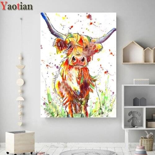 Full square diamond painting Highland Cow full diamond embroidery 5D rhinestone mosaic picture by numbers diamond inlaid decor
