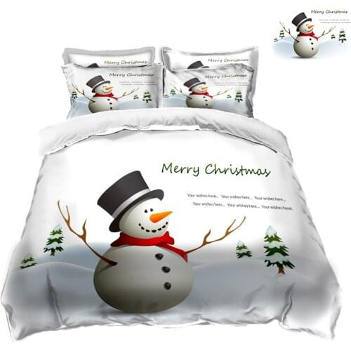 White snowman 3D bedding set Twin king size Queen decorate bedsheet Duvet Pillowcase bed cover Polyester fiber Bed Linen