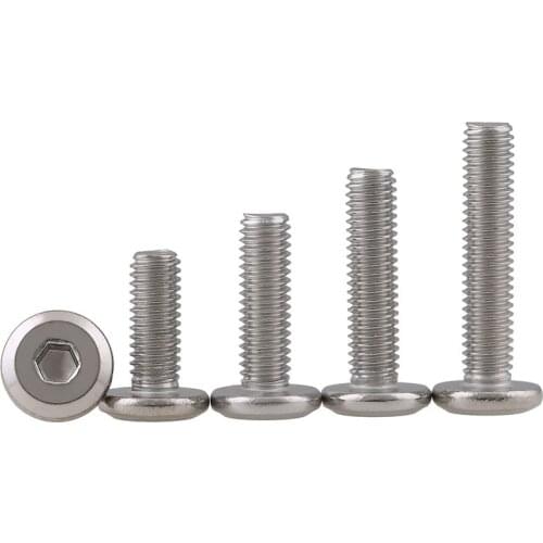 304 Stainless Steel Flat Head Hexagon Socket Bolt M6 M8 Furniture Screw Large Hex Socket Screw Chamfer Bolt 10PCS