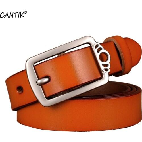 CANTIK High Quality Design Cow Genuine Leather Belts Casual Styles Pin Buckle Clothing Accessories Women 2.8cm Width FCA097