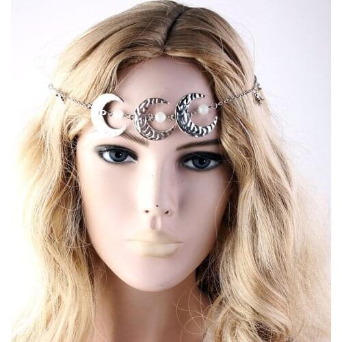 Wish Explosion Percy Pentacle Head Chain Moon Natural Stone Hair Chain Supernatural Hair Accessories Supply