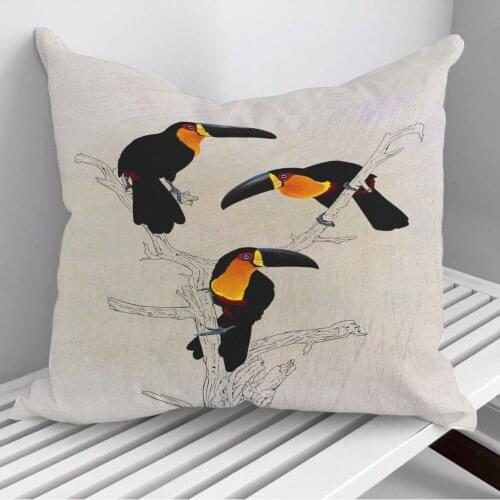 Black Billed Toucans Throw Pillows Cushion Cover On Sofa Home Decor 45*45cm 40*40cm Gift Pillowcase Cojines Dropshipping