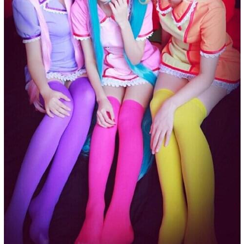 13colors Candy Color Stockings Sexy Cos Ladies Womens Silk Stockings Nightclubs Velet Pantyhose Elastic Long Stocks