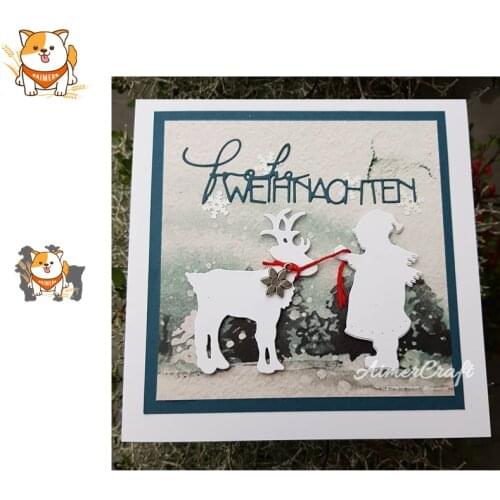 Child and Deer Metal Cutting Dies Scrapbooking Stencil DIY Decorative Craft Embossing Die Cuts Card Making New Dies For 2019