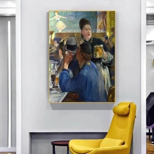 Edouard Manet Poster Art Canvas Painting Corner of a Cafe-Concert Prints Modern Wall Oil Painting Pictures For Living Room Decor