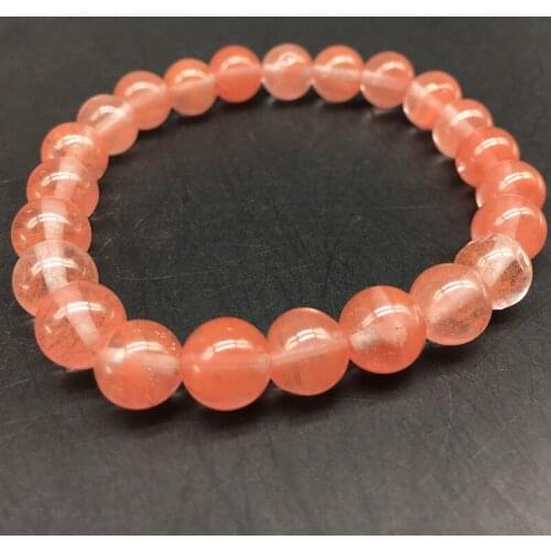 Elastic Natural Stone pink orange Beads Men Bracelet Femme Homme Buddha Prayer Bead Bracelets & Bangles Jewelry 4mm 8mm