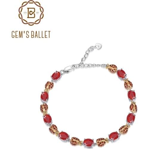 GEMS BALLET Natural Gemstone Bracelets For Women 6x8mm Luxury Red Agate Bracelet&bangles Genuine 925 sterling silver Jewelry