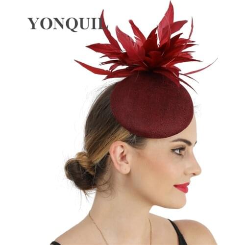 Cocktail Race Headwear Women Fascinator Hat Wedding Hair Accessories On Hair Clip Marron Millinery Cap Ladies Wedding Banquet