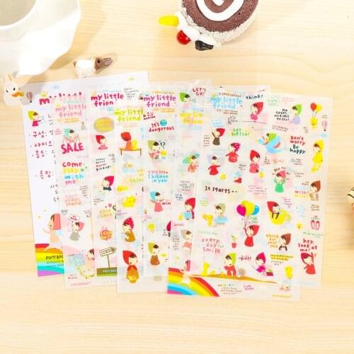 Jonvon Satone 6 Pcs Lot Sticker Cartoon Cute Scarf Girl Hand Account Diy Photo Album Cartoon For Mobile Phone Sticker Diary Pvc