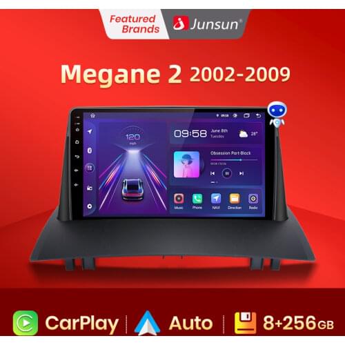 Junsun V1 AI Voice Control CarPlay Car Radio Multimedia Player For Renault Megane 2 2002-2009 Andorid 10 Auto GPS 2din autoradio