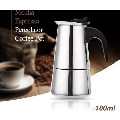 Stainless Steel Moka Coffee Maker Mocha Espresso Latte Stovetop Filter Coffee Pot 100ML 200ML 300ML 400ML Percolator Tools Pots