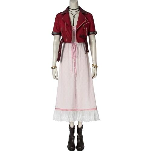 Final Fantasy VII FF7 Remake Aerith Gainsborough Cosplay Costume Full Suit Dress