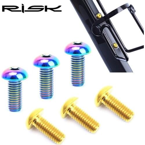 RISK 2pcs/box Road Mountain Titanium Alloy Bike Bicycle M5x12 Water Bottle Cage Fixing Bolts Air Pump Holder Bracket Fixed Screw