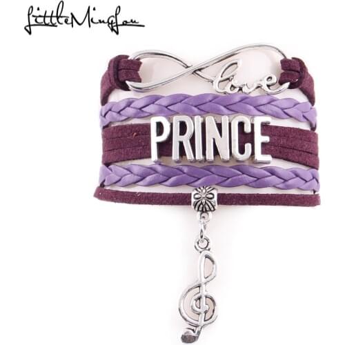 Little MingLou Infinity love Prince bracelet musical note charm leather wrap men bracelets & bangles for women jewelry