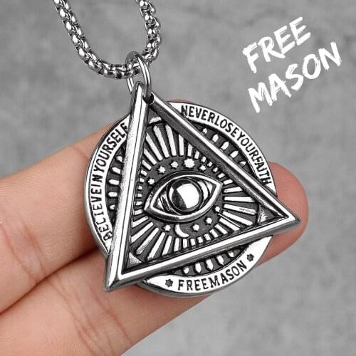 Masonic, collares de hombres largos de ojo de demonio, cadena Punk para novio, joyería de acero inoxidable para hombre, regalo c