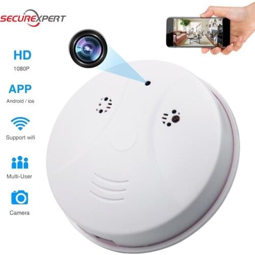 1080P HD WiFi Mini Camera Smoke Detector Ceiling Wireless Remote Monitor Nanny Cam Video Recorder Security for Home Office