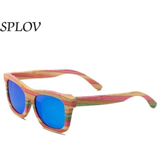 Fashion Square Polarized Bamboo Sunglasses Colorful Wooden Full Frame for Men and Women Sun Glasses Retro High-grade Shade uv400