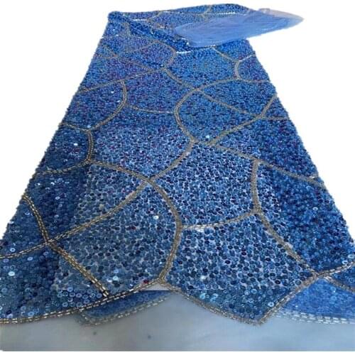 New Hot Selling with sequin bead Lace Fabric Nigerian Wedding Lace Dress Fabric French Latest Embroidery Net Fabric Lace DX-365