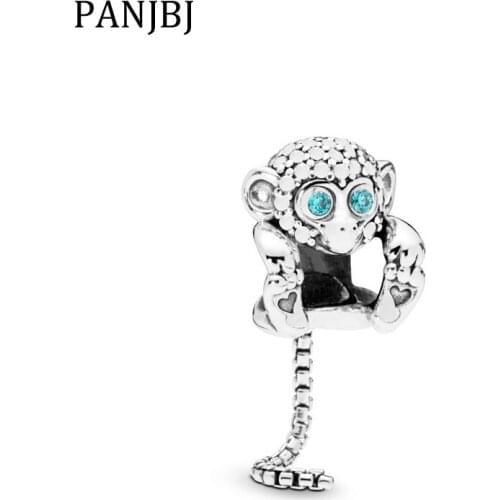New Original Bead Alloy Sparkling Monkey Charm Rose Fit Bracelet Necklace DIY Women Jewelry