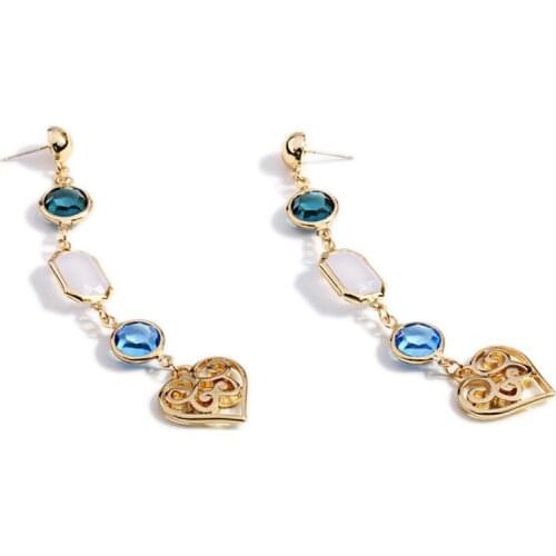 New Vintage Palace Style Luxury Green Crystal Long Dangle Earrings For Women Girls Elegant Tassel Party Jewelry Gift