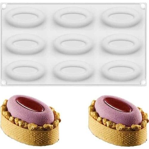Oval Silicone Soap Molds 9 Cavities Silicone Baking Mold Cake Pan For Soap Making Pdding Muffin Cake Jelly Pudding Chocolate