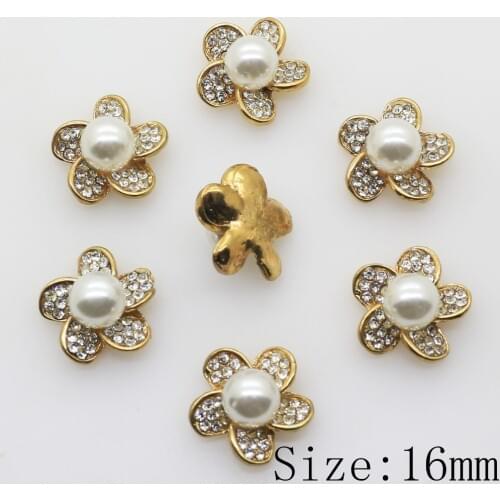 HOT sales 10pcs Alloy buttons/Rhinestone Pearl Metal button wedding Invitations hair flower center scrapbooking