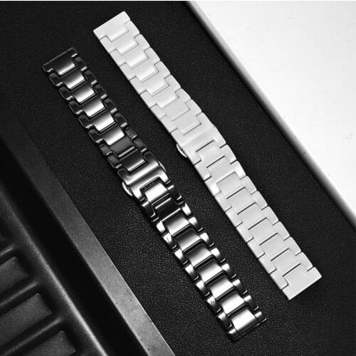 22mm 20mm Ceramic Watchbands For Samsung Galaxy Watch 3 Huawei Watch GT 2 Link Strap For Galaxy 46mm 42mm Active 2 44mm 40mm