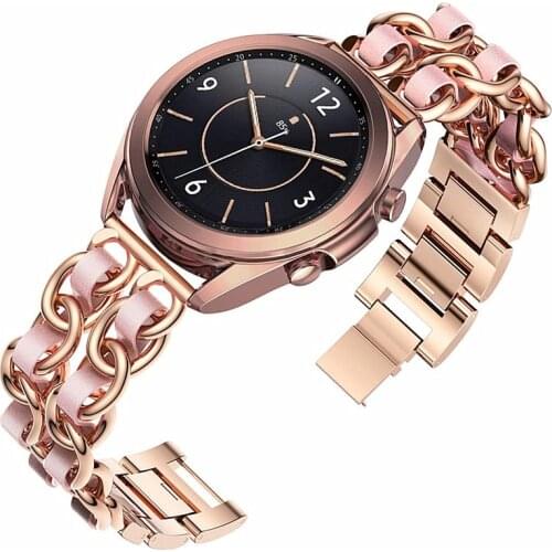 Metal Band Leather Loop Strap For Samsung Galaxy Watch 46mm 42mm Active 2 Gear S3 Bracelet For Galaxy Watch 3 45mm 41mm
