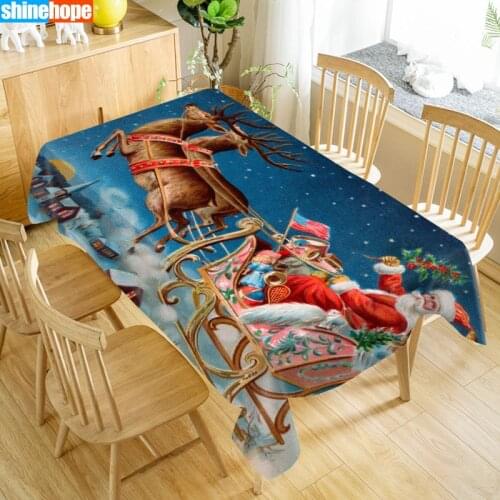 Santa Claus Table Cloth Oxford Print Waterproof Oilproof Home Rectangular Party Table Cover 100X140cm/140X250cm