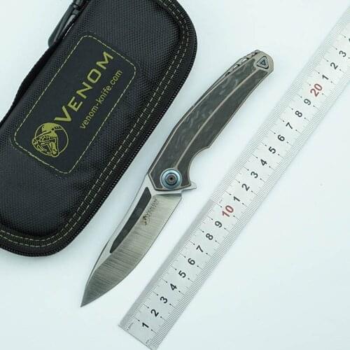 VENOM Kestrel M390 Steel Multifunction Folding Knife Titanium Alloy CF Handle Outdoor Camping Survival Kitchen Knife EDC Tool