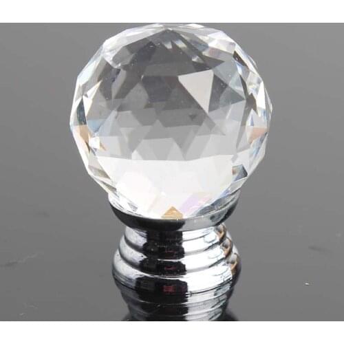 Glass crystal knobs silver drawer cabinet knob pull handle chrome dresser pull handle modern simple fashion furniture knobs 30mm