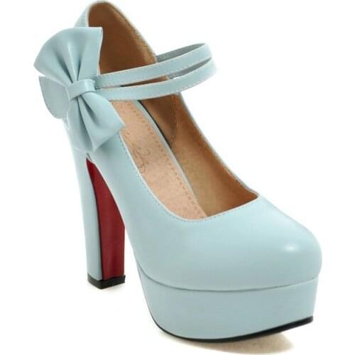 In the spring of 2018 sweet bowknot is thick with high heels put single shoe tide 18123 40-4300