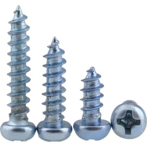 Cross Pan Head Self Tapping Long Screws PA Blue zinc Hardened Philips Round Head Tapping Wood Screw GB845 M4M5M6 25Pcs