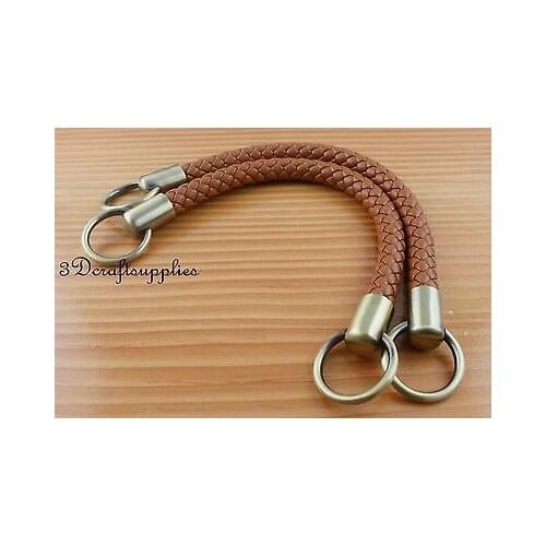 Crochet PU bag strap leather handles purse handles a pair brown 30.5 cm AB48