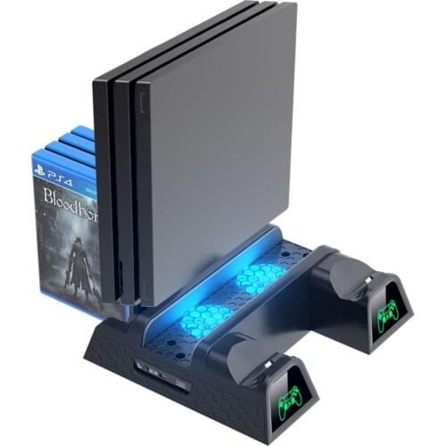 PS4/ PS4 Pro/ PS4 Slim Game Accessories Dual Controller Charger Station Vertical Stand Led Fan Cooling for SONY Playstation 4