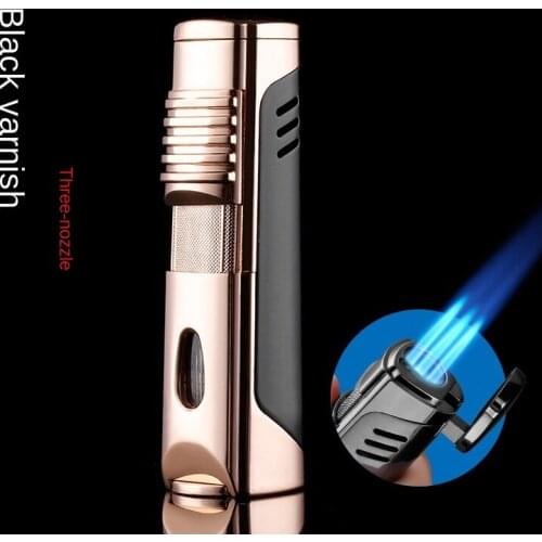 Fix Fire Jet Butane Torch Turbo 1300C Cigar Lighter Windproof inflatable 3 Flame Cigarette Lighter Thunder Metal Outdoor Lighter