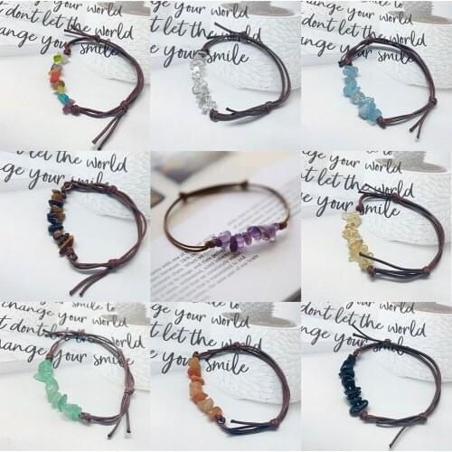 French Style Handmade Crystal Bracelets for Women Leather Chain Adjustable Natural Stone Elegant Bracelets Bangles Wholesale