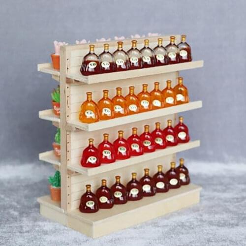1 Pc Wooden 1:12 Scale Dollhouse Miniature Supermarket Shelves for Food Drink Display Cake Counter Showcase Cabinet