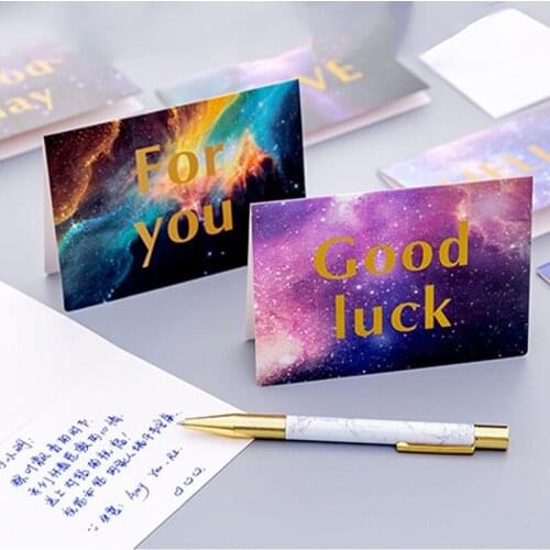 100pcs Birthday Greeting Card Invitation Blessing Message Best Wishes Starry Sky Student Stationery Office Supplies Envelope