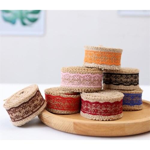 2meters Various color linen roll african lace fabric Clothing shoes and DIY hat accessories Wedding decoration lace linen ribbon