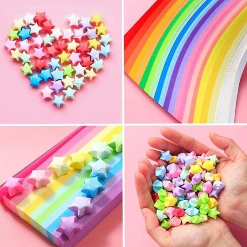 Origami Star Paper Sheet Origami Paper Stars Rainbow Color Handmade Lucky Stars Wish Star Wishing Bottle Gift