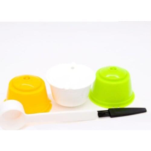 3Pcs/Set Reusable Coffee Capsules Spoon Brush Set Refillable Coffee Capsules Cup Pod Filter Baskets For Nescafe Dolce Gusto