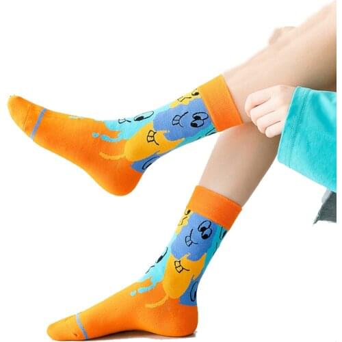 5 pairs/lot Woman Socks Street Fashion Combed Cotton Breathable Tie Dye Loose Colorful Harajuku Happy Funny Socks